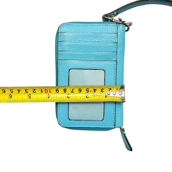 Coach blue leather turnlock wristlet clutch bag wallet - Picture 3 of 6